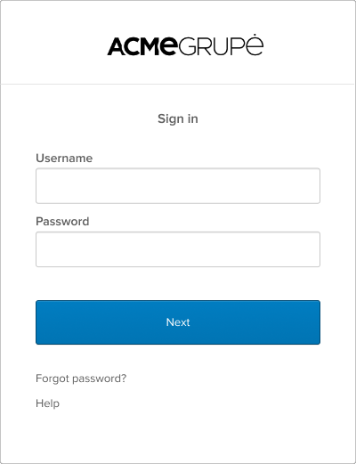 This image shows what the Sign-In Widget looks like when Okta FastPass isn't enabled.